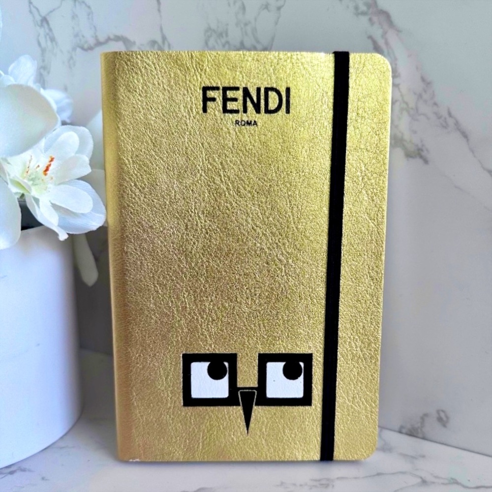 Fendi Gold Leather Bound “Monster” Collectible Journal/Notebook